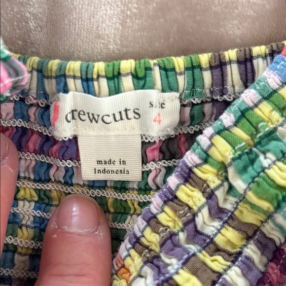 Girls Crewcuts Plaid Multicolored Smocked Off-the-Shoulder Sundress Size 4 - Picture 3 of 3